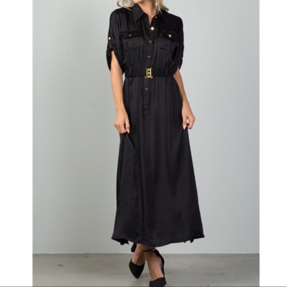 ⭐Navy Satin Maxi Dress⭐ - Picture 4 of 4